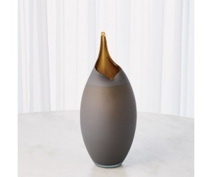 Ваза Frosted Grey Vase w/Amber Casing-Lg