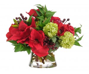 Цветы AMARYLLIS ROSE, красные в стеклянной вазе