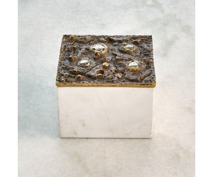 Шкатулка Crater Top Box-Bronze-White Marble-Square