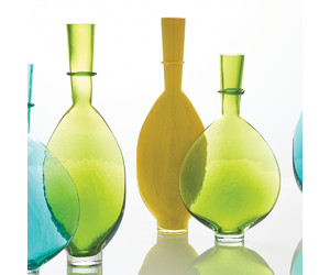 Стеклянная декоративная ваза лаймового цвета Ring Bottle-Lime (короткая)