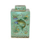 Ваза керамическая  Green Square Tea Jar Fish Motif