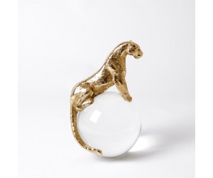 Скульптура Jaguar on Crystal Sphere-Brass