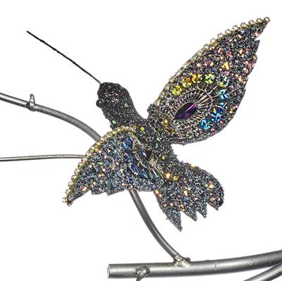 Новогоднее украшение - колибри JEWEL SEQ.HUMMINGBIRD ON CLIP MULTI 15CM