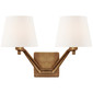 Бра Union Double Arm Sconce in Hand-Rubbed Antique Brass with White Glass