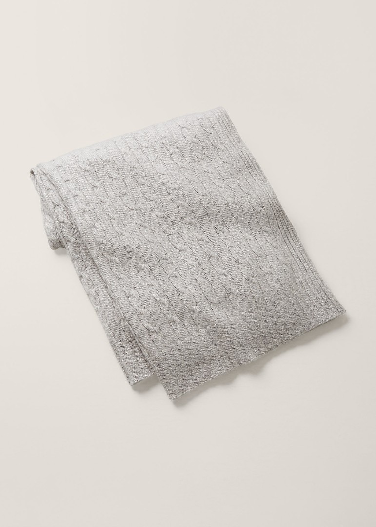 Плед Cable Cashmere Throw Blanket Dark Heather Grey