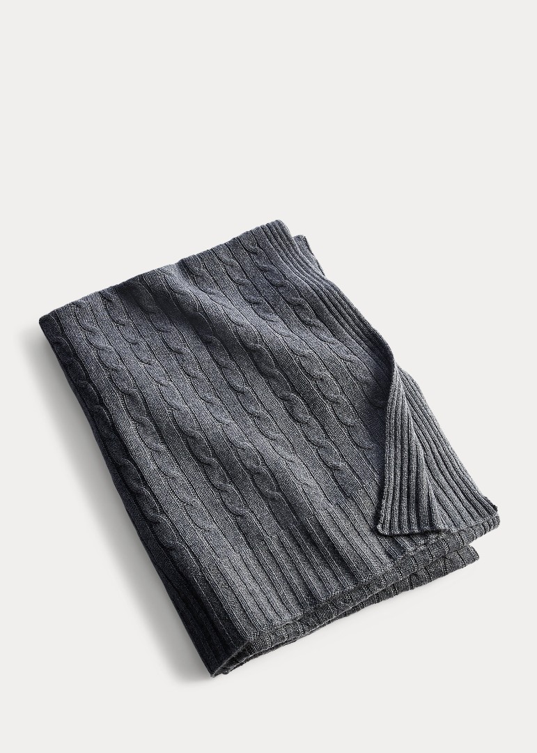 Плед Cable Cashmere Throw Blanket Modern Charcoal