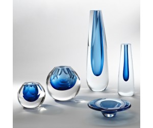 Ваза Square Cut Glass Vase-Cobalt