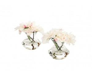 Сет из 2стеклянных ваз с розово-белыми цветами Dahlia