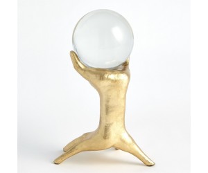 Скульптура большая Hands on Sphere Holder золотой лист
