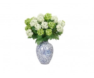 Цветы Hydrangea Snowball зелено-белые в керамической вазе