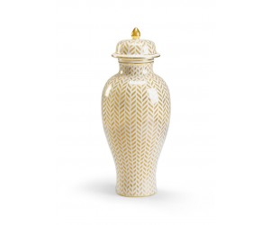 Ваза с крышкой керамическая Herringbone Vase - Gold
